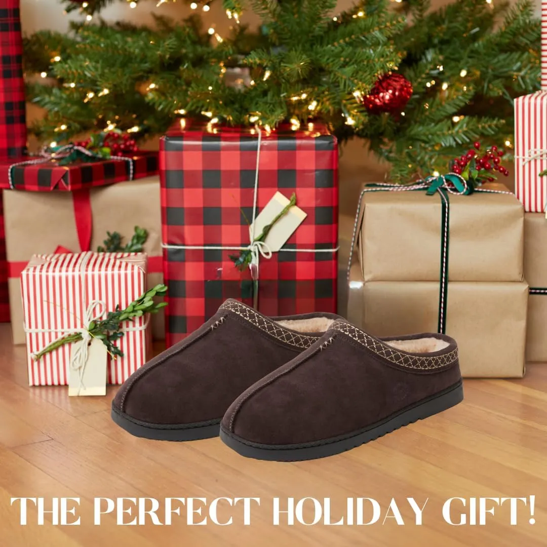 Dearfoams Men's Suede Indoor Outdoor Breathable Memory Foam House Dean Clog Slippers