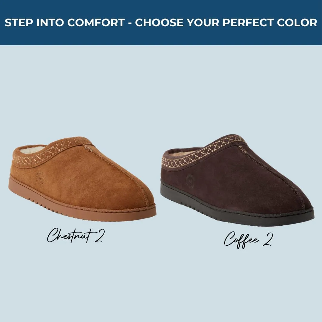 Dearfoams Men's Suede Indoor Outdoor Breathable Memory Foam House Dean Clog Slippers