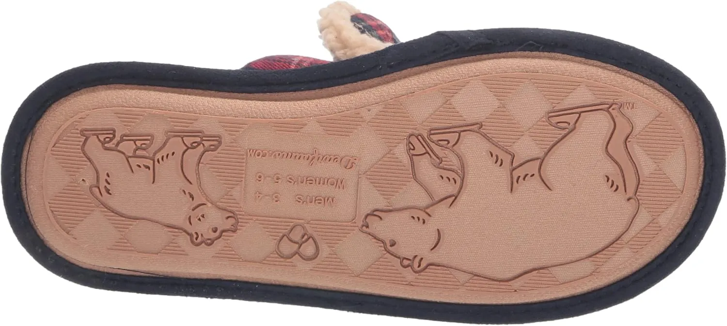 Dearfoams Women's Buffalo Check Lil Bear Scuff Slipper