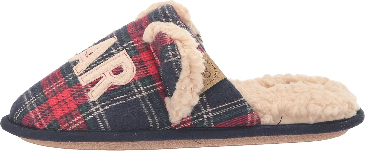 Dearfoams Women's Buffalo Check Lil Bear Scuff Slipper
