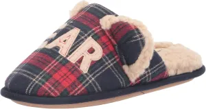 Dearfoams Women's Buffalo Check Lil Bear Scuff Slipper