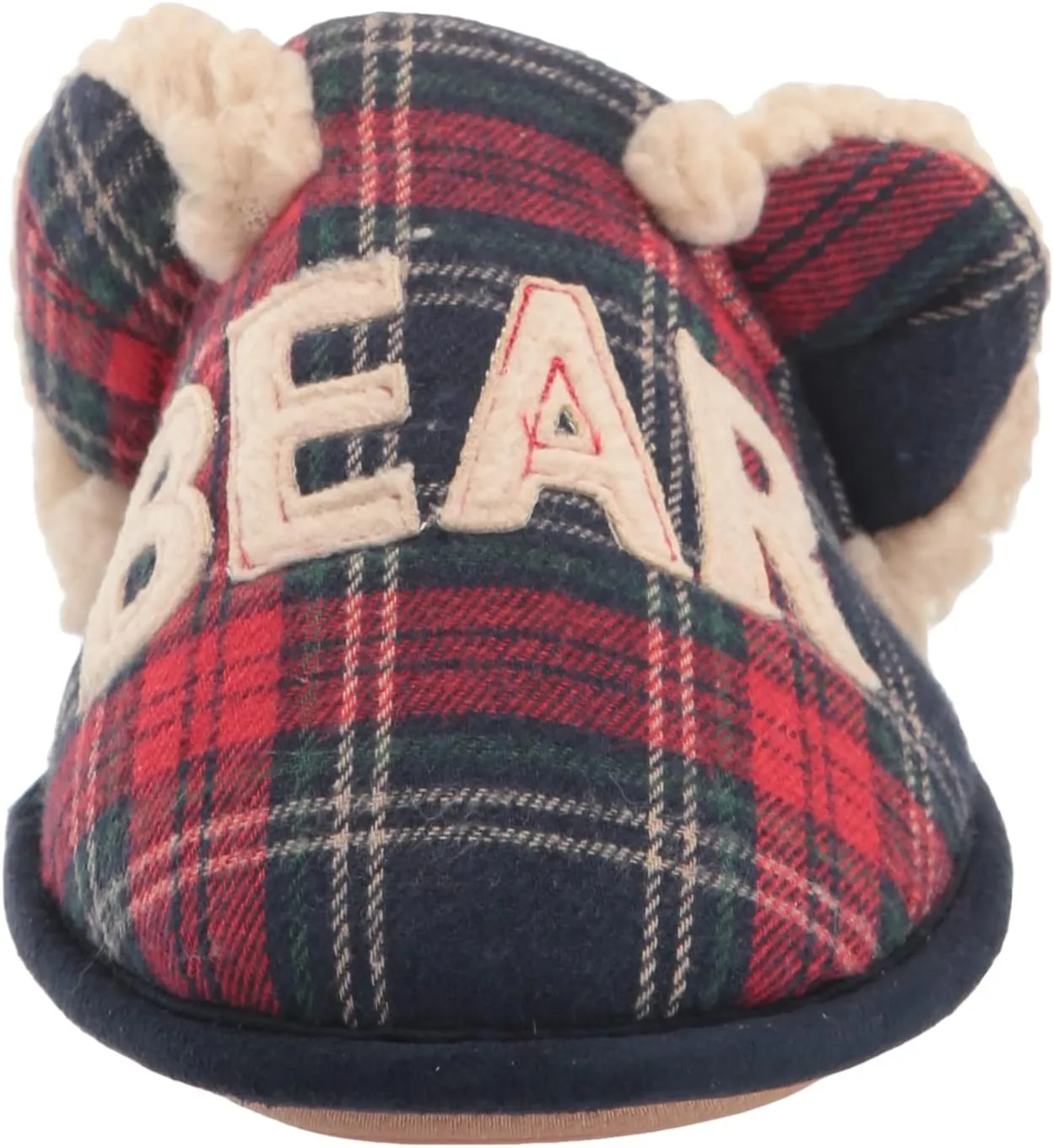 Dearfoams Women's Buffalo Check Lil Bear Scuff Slipper