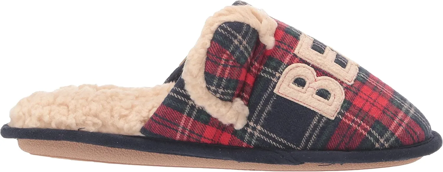 Dearfoams Women's Buffalo Check Lil Bear Scuff Slipper