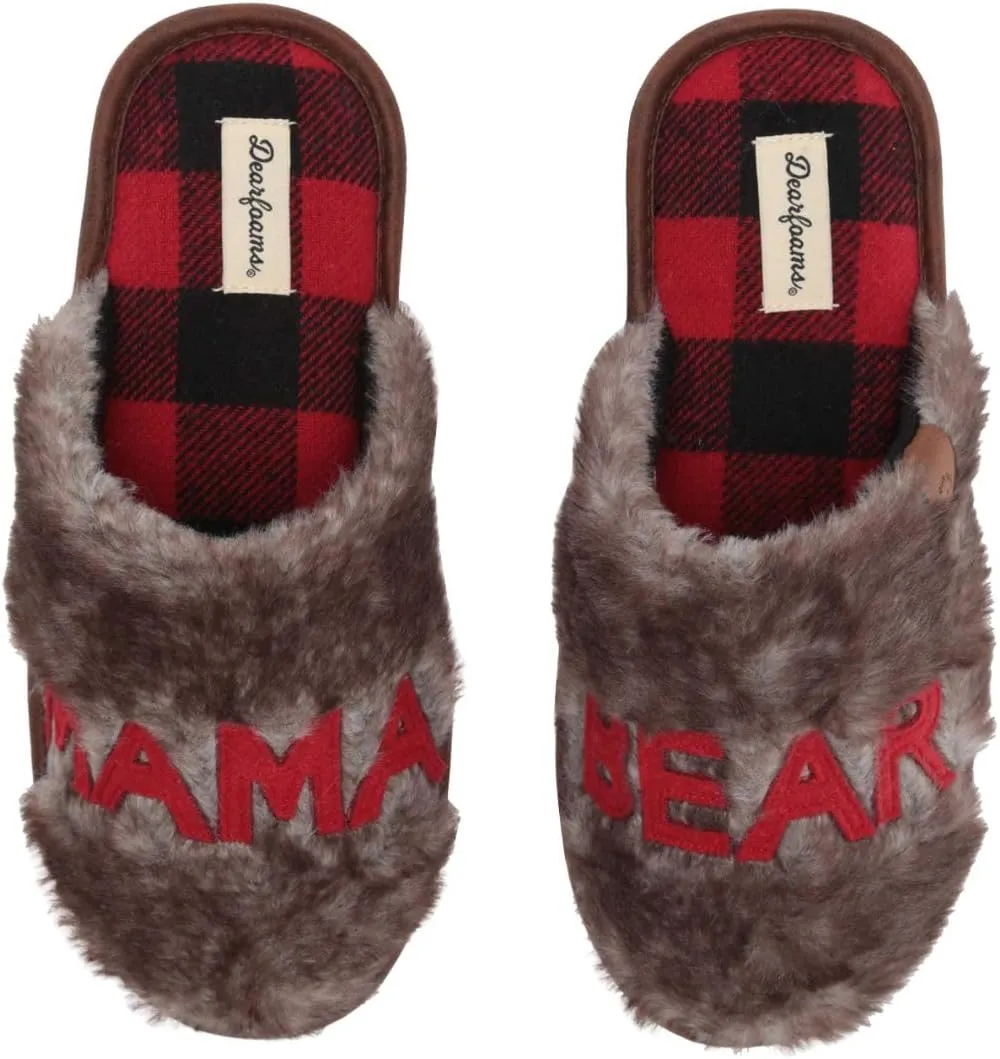 Dearfoams Women's Gifts for Mom Cute Cozy Mothers Day Mama Bear Slipper