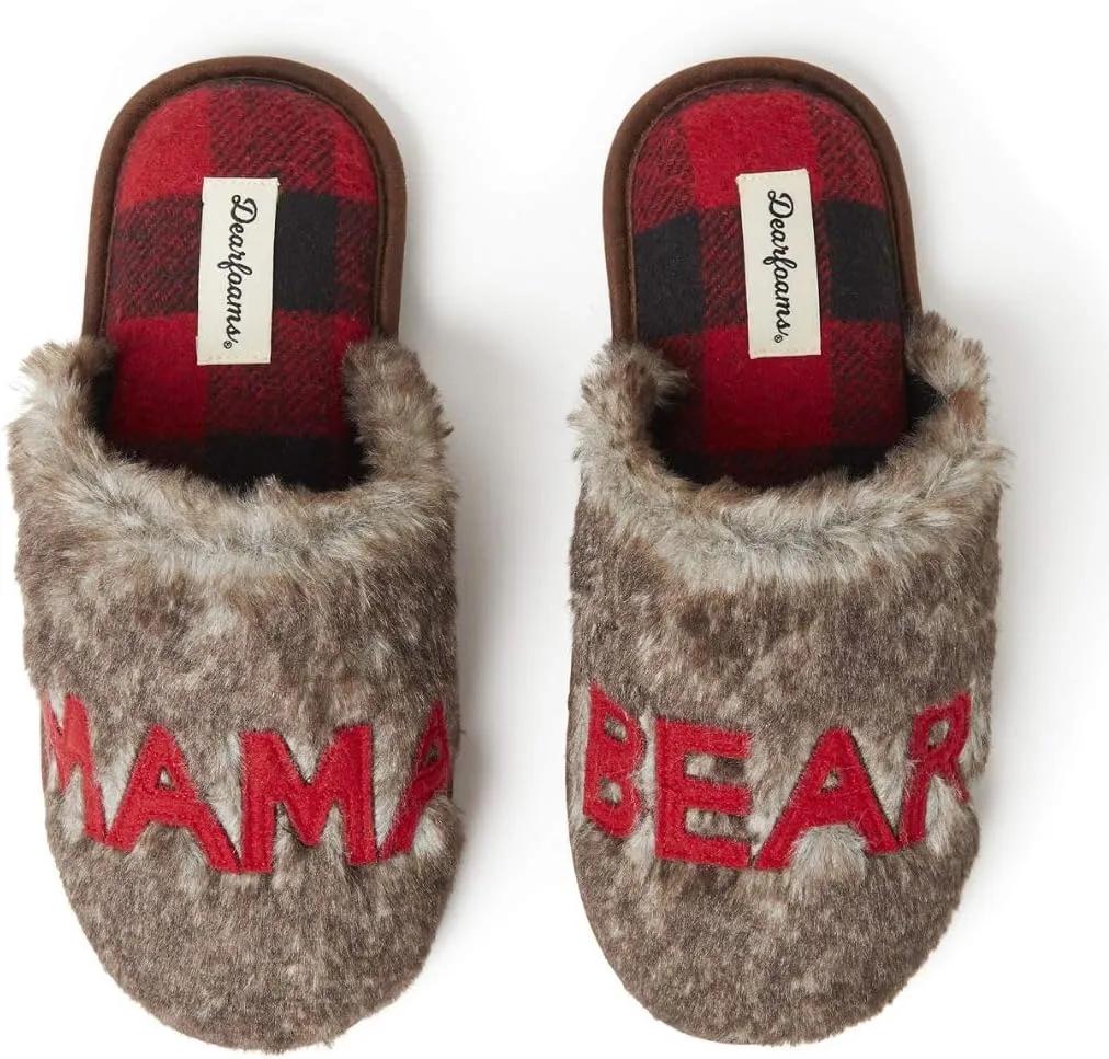 Dearfoams Women's Gifts for Mom Cute Cozy Mothers Day Mama Bear Slipper