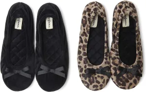 Dearfoams Women's Layla Ballerina with Suede Outsole Slipper
