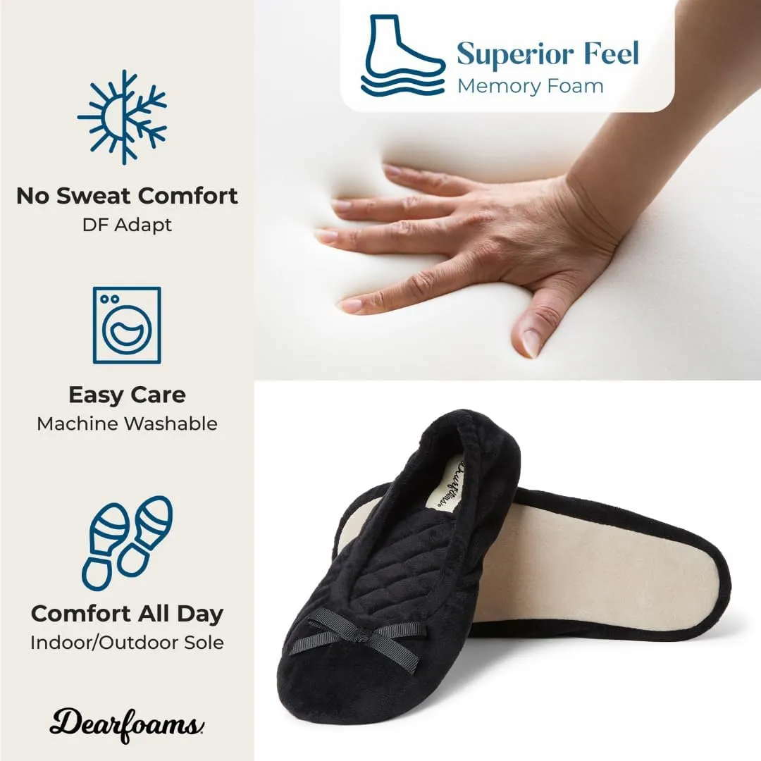 Dearfoams Women's Layla Ballerina with Suede Outsole Slipper