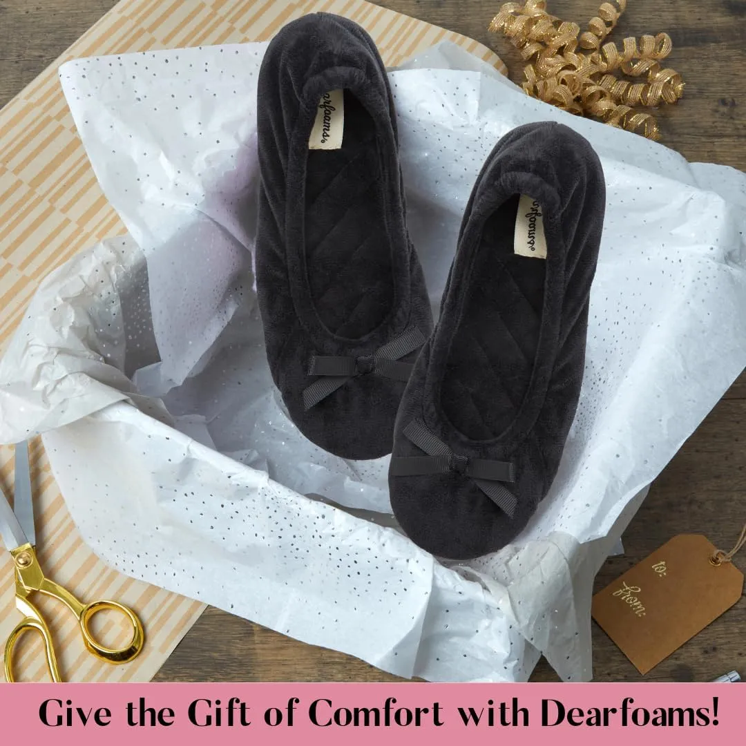 Dearfoams Women's Layla Ballerina with Suede Outsole Slipper