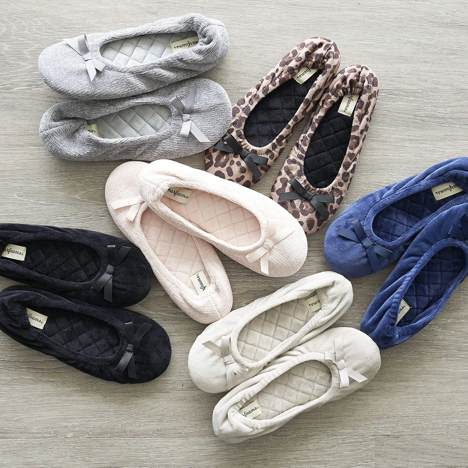 Dearfoams Women's Layla Ballerina with Suede Outsole Slipper