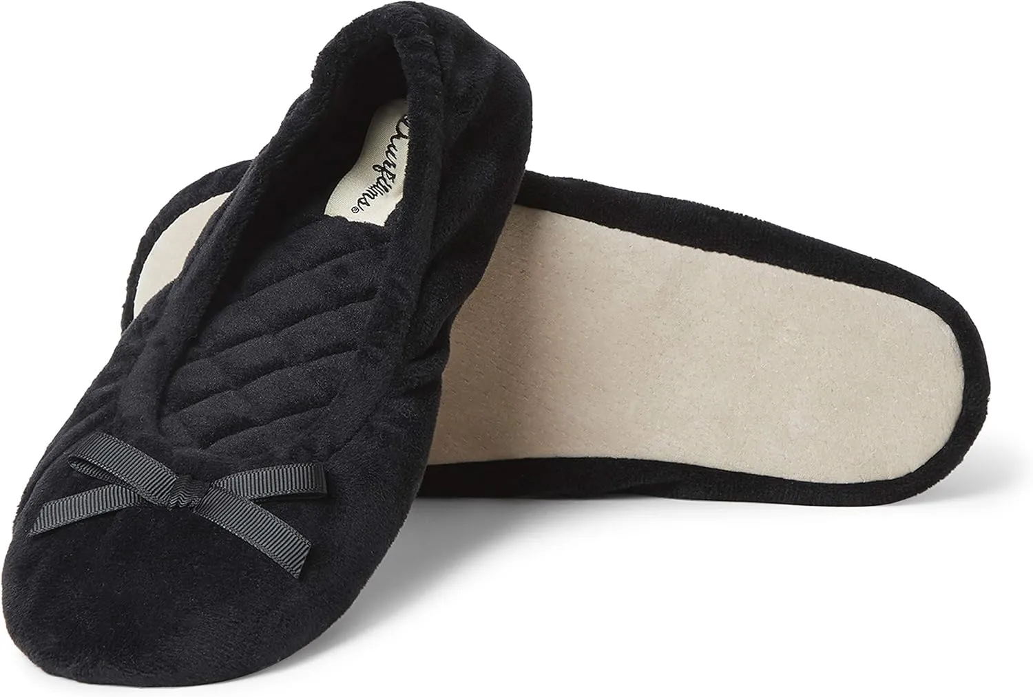 Dearfoams Women's Layla Ballerina with Suede Outsole Slipper
