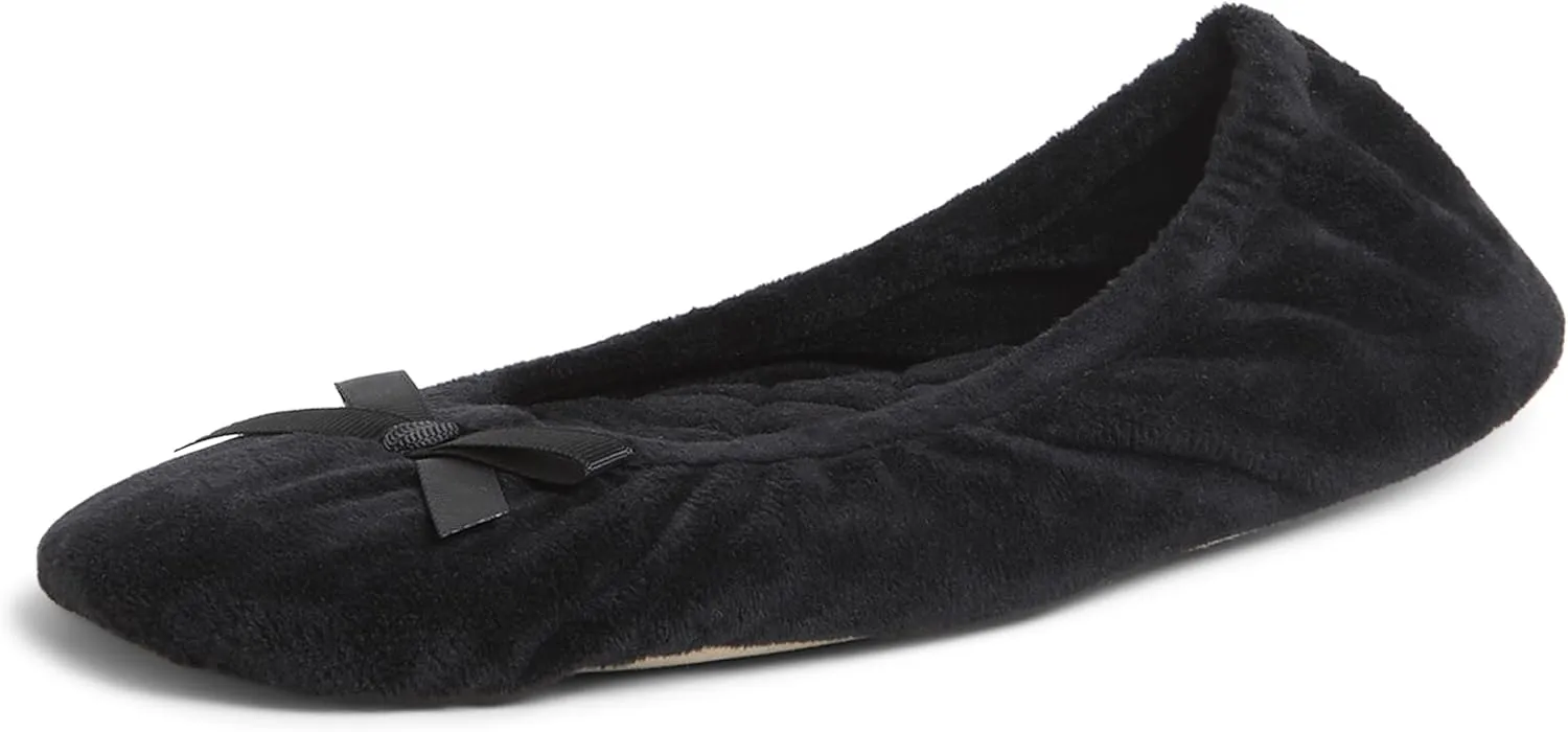 Dearfoams Women's Layla Ballerina with Suede Outsole Slipper