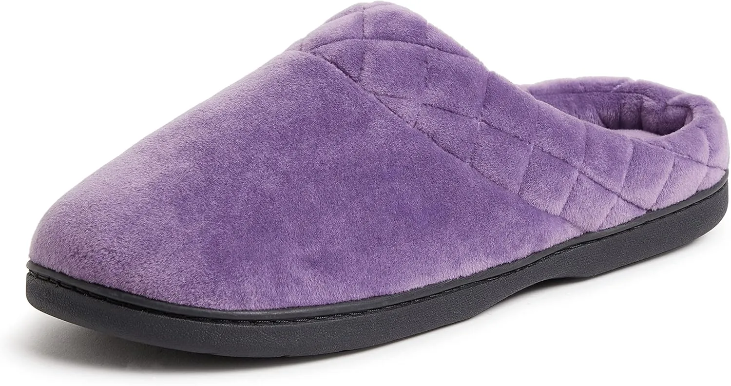 Dearfoams Women's Memory Foam Indoor Outdoor Darcy Velour Clog House Slipper with Wide Widths