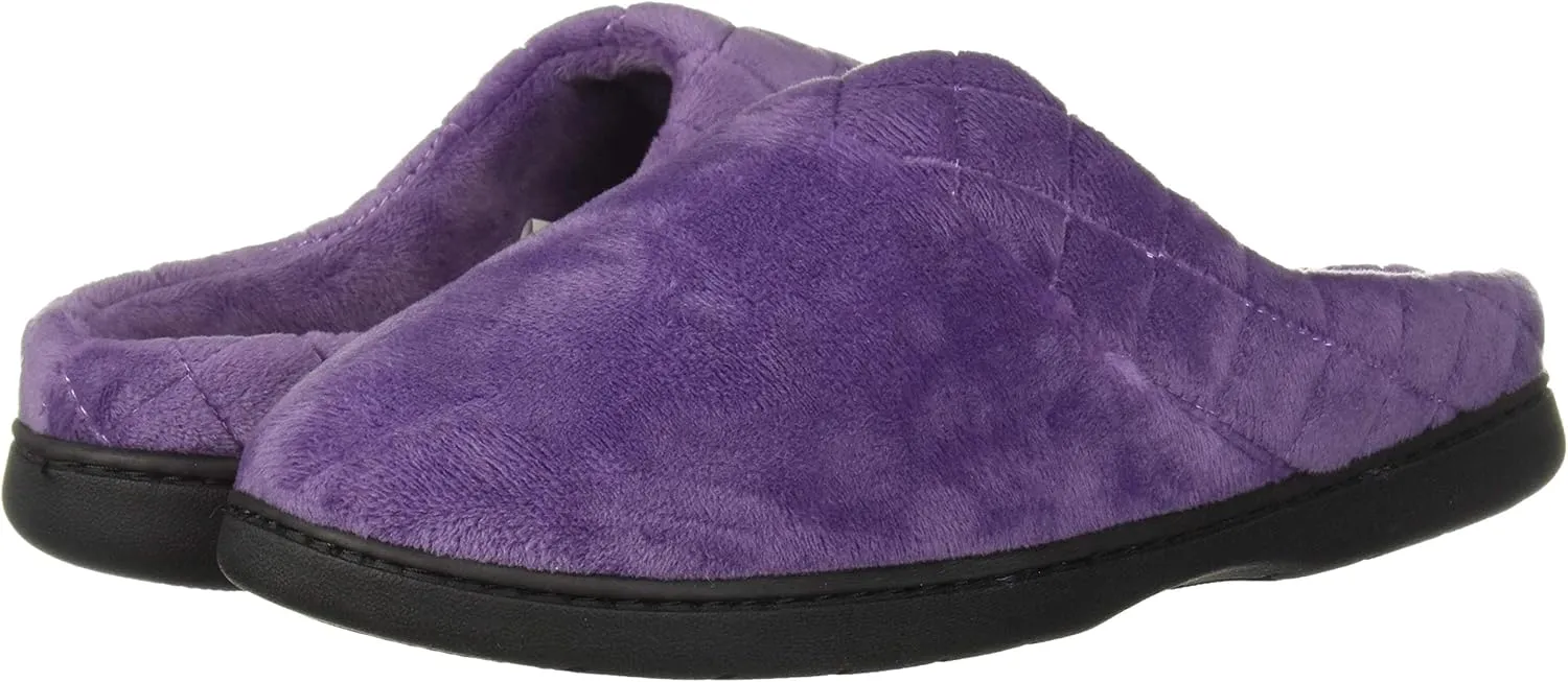 Dearfoams Women's Memory Foam Indoor Outdoor Darcy Velour Clog House Slipper with Wide Widths