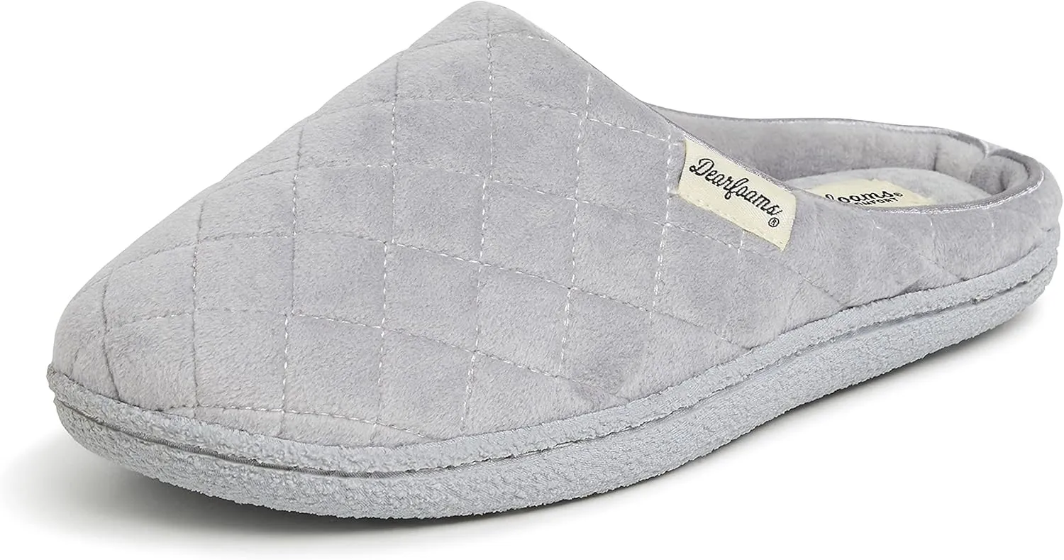 Dearfoams Women's Memory Foam Washable Leslie Clog House Slipper with Wide Widths