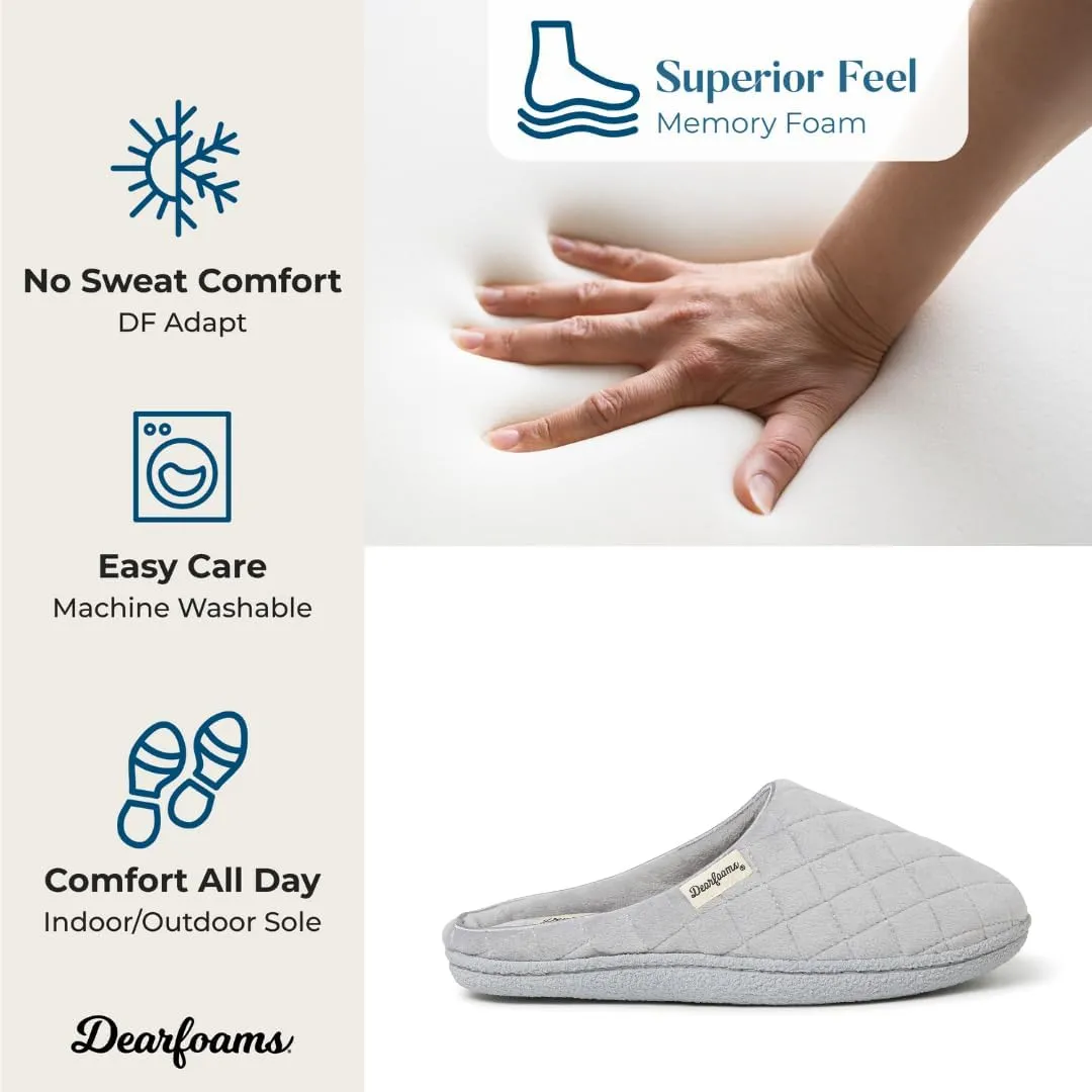 Dearfoams Women's Memory Foam Washable Leslie Clog House Slipper with Wide Widths