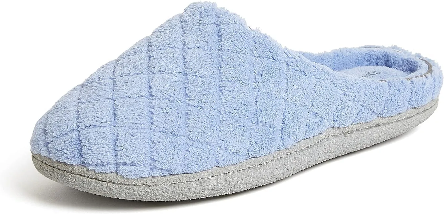 Dearfoams Women's Memory Foam Washable Leslie Clog House Slipper with Wide Widths