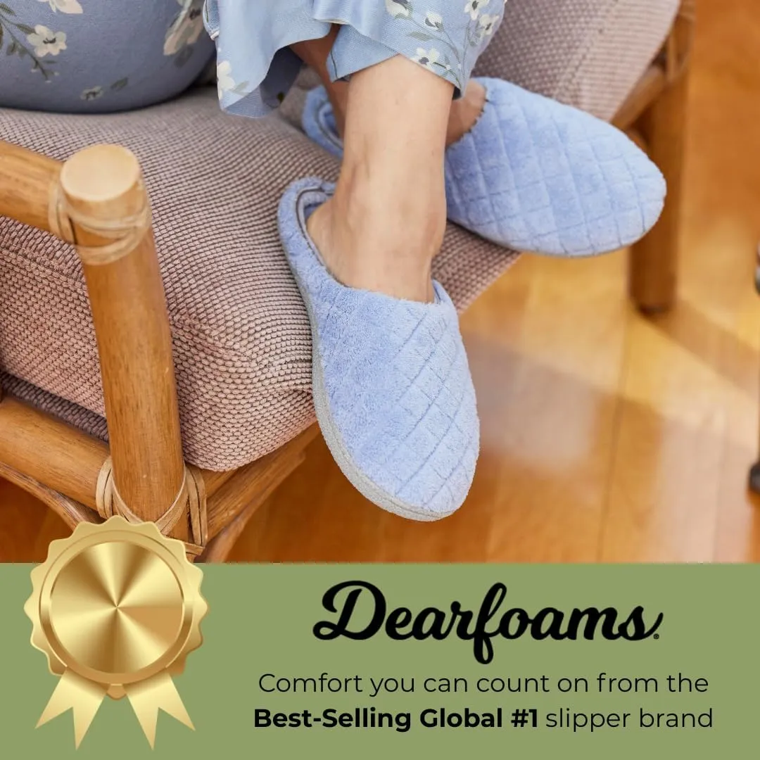 Dearfoams Women's Memory Foam Washable Leslie Clog House Slipper with Wide Widths