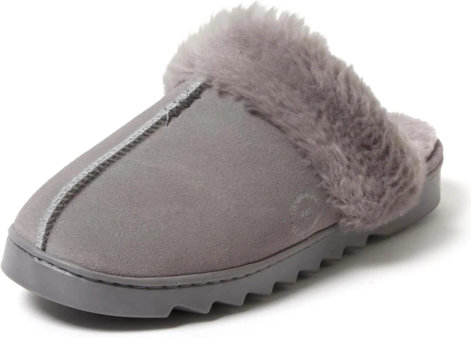 Dearfoams Women's Suede Fuzzy Soft Memory Foam Indoor Outdoor Helena Scuff Slipper