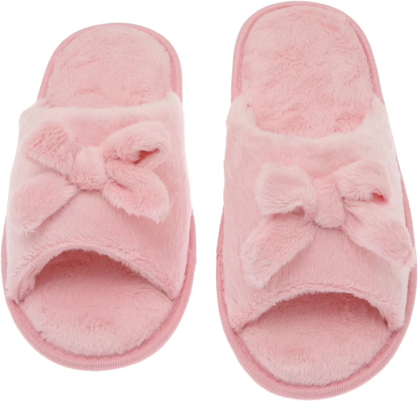 Deluxe Comfort Womens Butterfly Bow Slip-On Memory Foam House Slippers, Size 5-6 - Open Toe - Pamper Your Feet With Cozy Fleece Memory Foam - Durable Non-Marking Ruber Sole - Womens Slippers, Pink