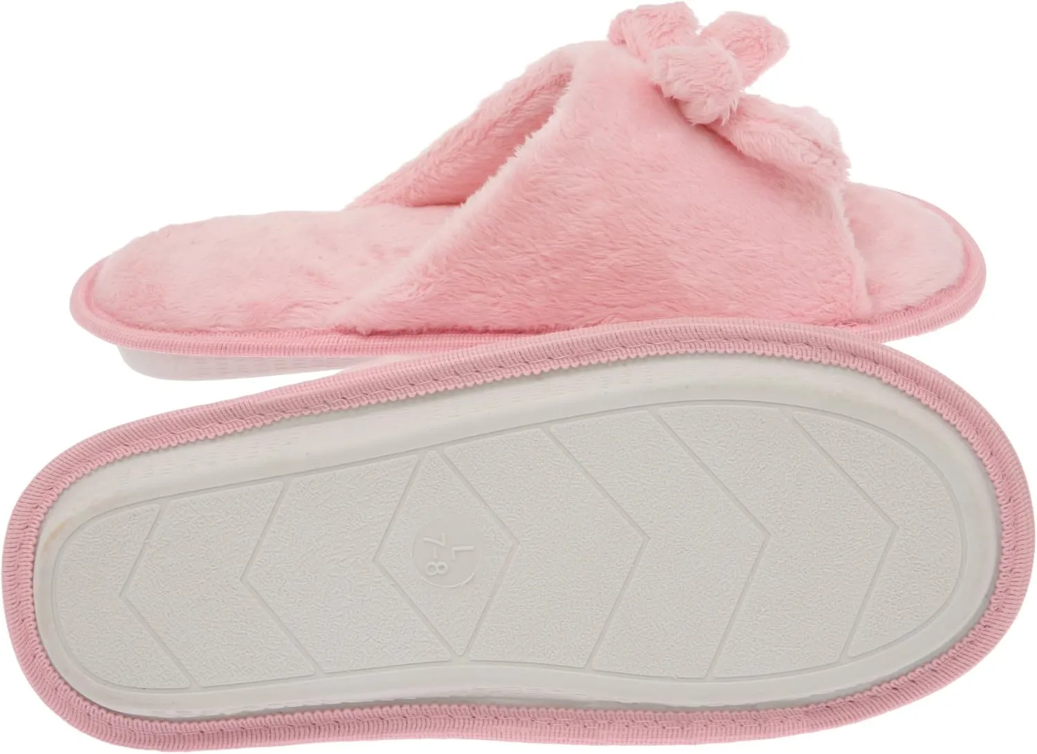 Deluxe Comfort Womens Butterfly Bow Slip-On Memory Foam House Slippers, Size 5-6 - Open Toe - Pamper Your Feet With Cozy Fleece Memory Foam - Durable Non-Marking Ruber Sole - Womens Slippers, Pink