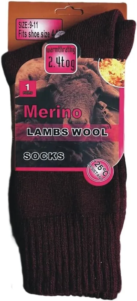 Diamond Star Merino Wool Socks - 6 Pairs Thermal Socks for Cold Weather, Men & Women