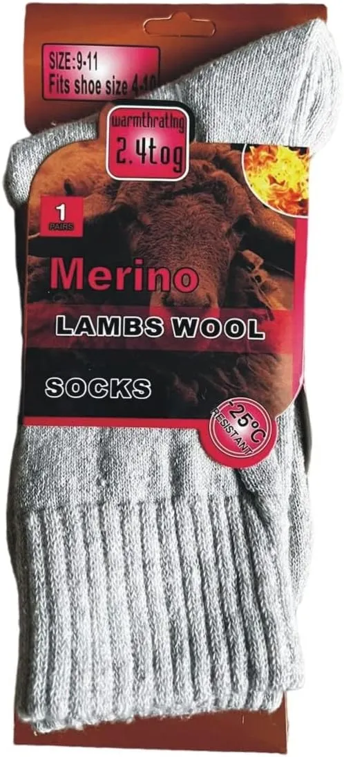 Diamond Star Merino Wool Socks - 6 Pairs Thermal Socks for Cold Weather, Men & Women