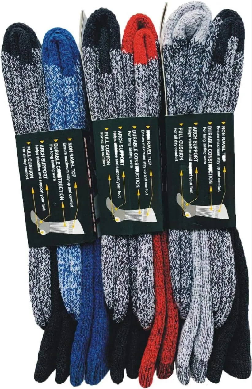 Diamond Star Merino Wool Socks - 6 Pairs Thermal Socks for Cold Weather, Men & Women