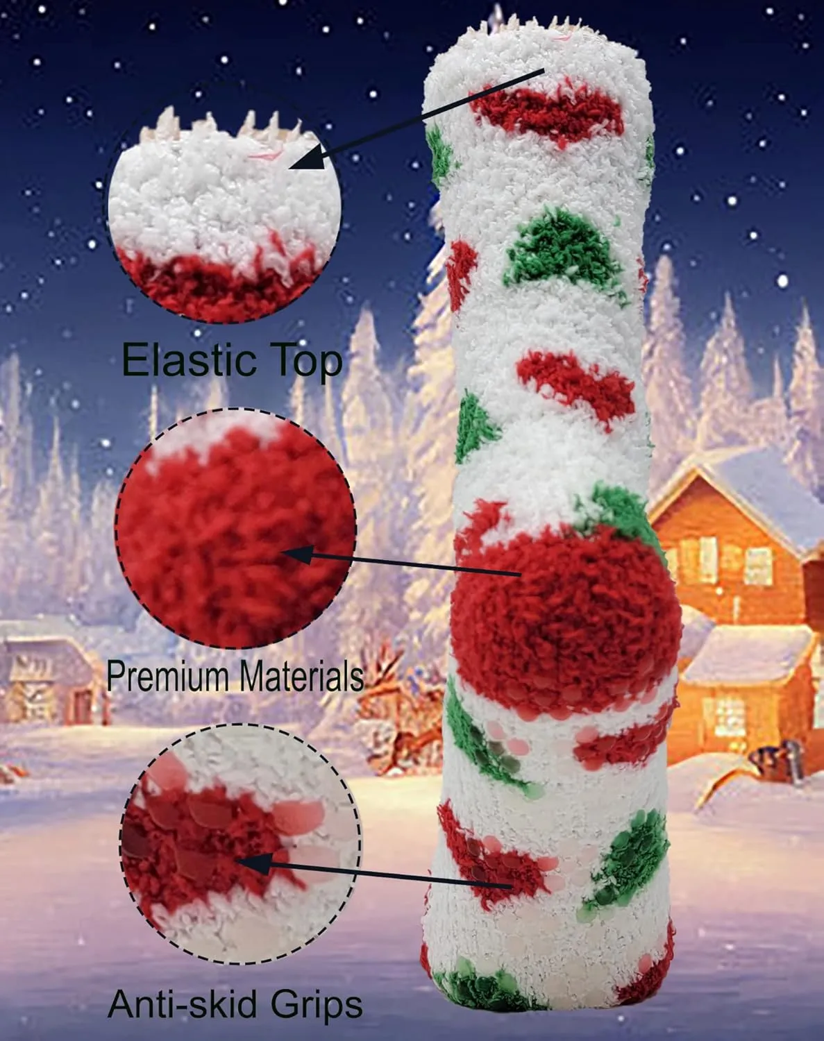 Different Touch 6 Pairs Pack Super Soft Cozy Fuzzy Winter warm Non Skid Hospital home bed Sleeping Slipper Socks