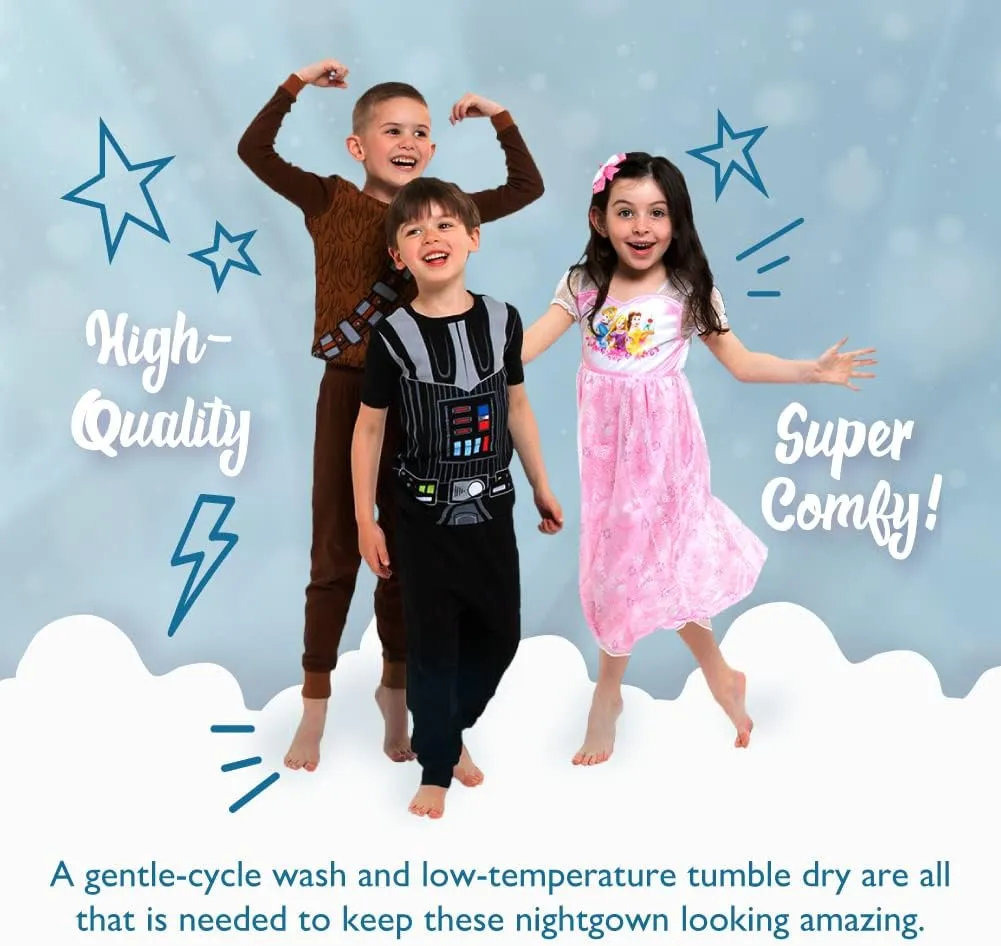 Disney Girls' 3-Pack Nightgowns, Soft & Cute Pajamas for Kids