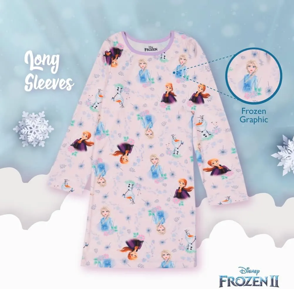 Disney Girls' 3-Pack Nightgowns, Soft & Cute Pajamas for Kids