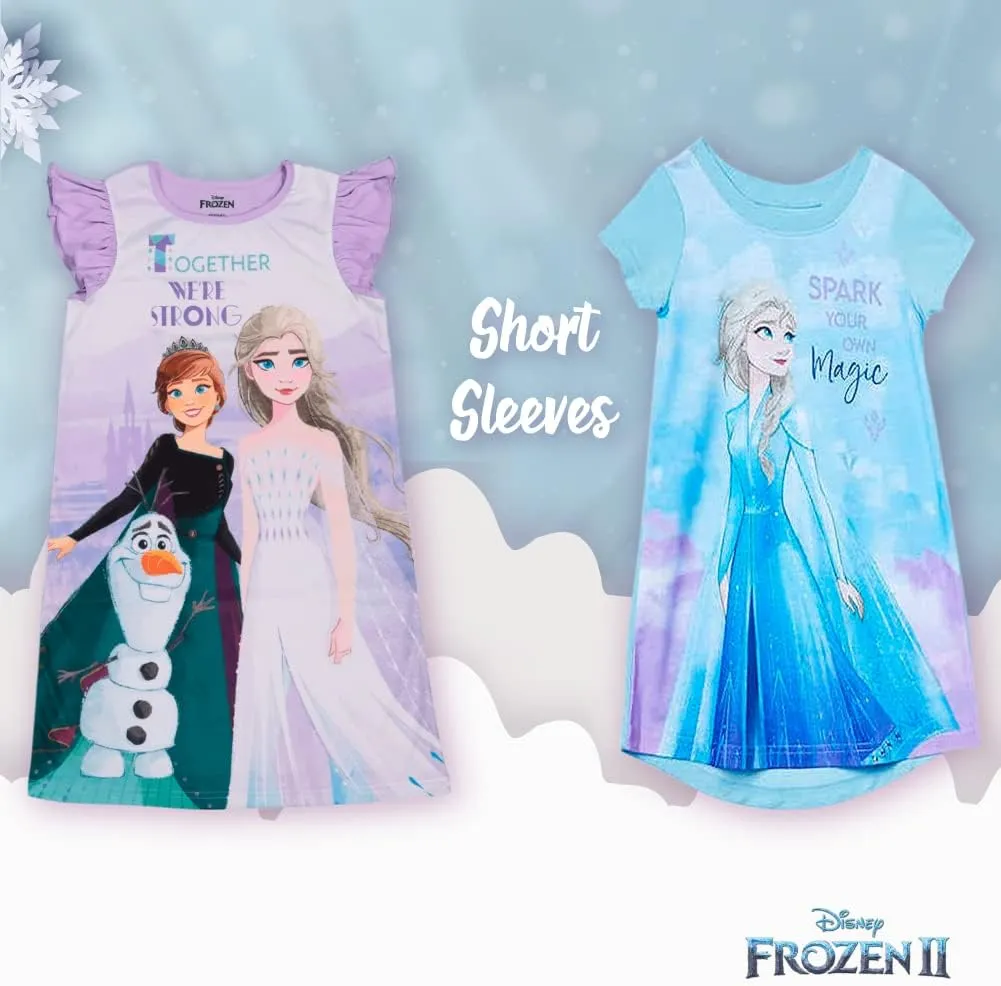 Disney Girls' 3-Pack Nightgowns, Soft & Cute Pajamas for Kids