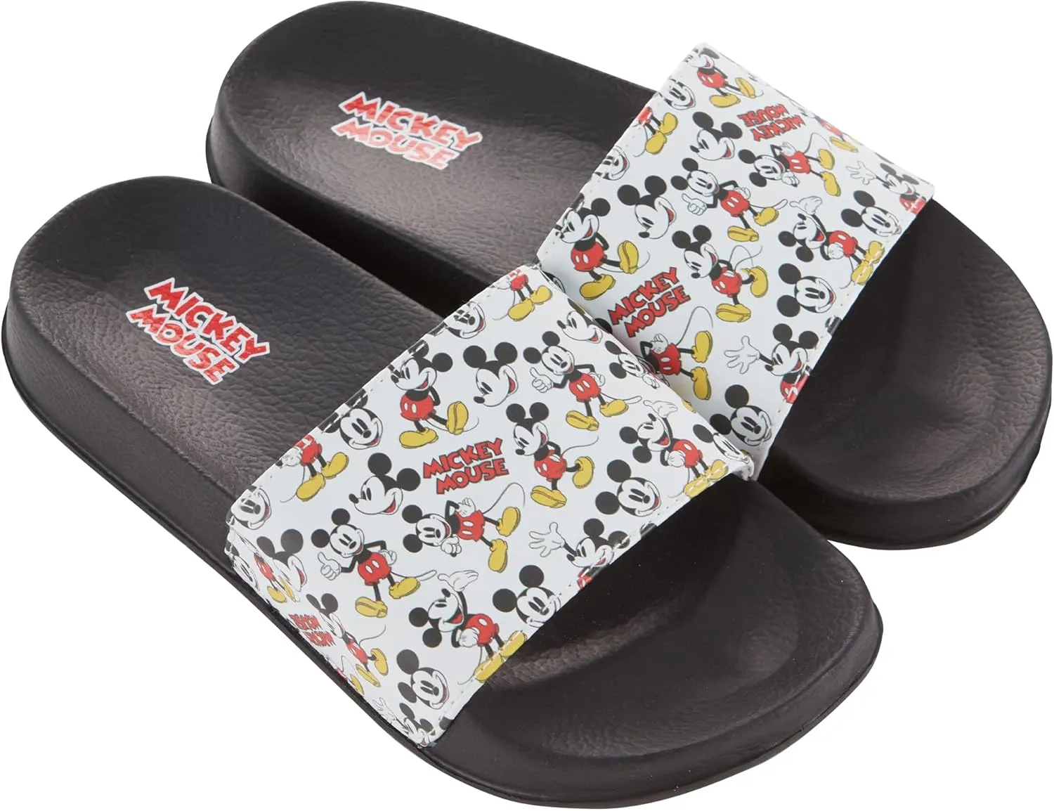 Disney Ladies Minnie and Mickey Slides - Ladies Classic Mickey and Minnie Mouse Slide Sandals Mickey & Minnie Mouse Slip On Slides