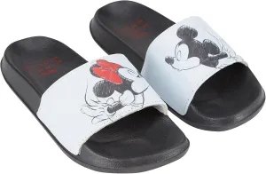 Disney Ladies Minnie and Mickey Slides - Ladies Classic Mickey and Minnie Mouse Slide Sandals Mickey & Minnie Mouse Slip On Slides