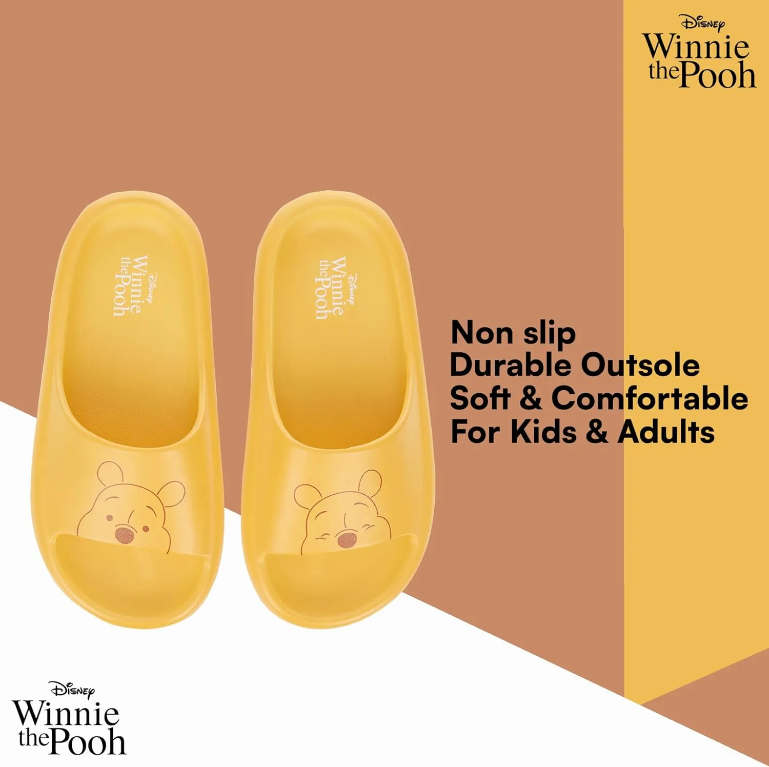 Disney Ladies Winnie The Pooh Slides - Ladies Classic Winnie The Pooh Comfort Foam Slide Sandals Winnie The Pooh Slip On Slides