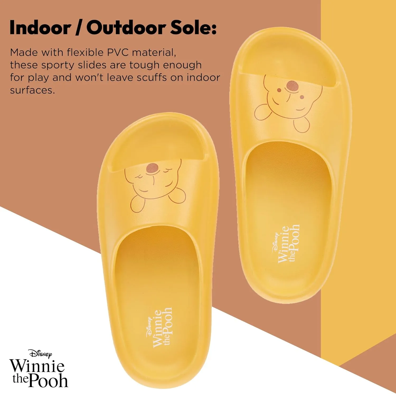 Disney Ladies Winnie The Pooh Slides - Ladies Classic Winnie The Pooh Comfort Foam Slide Sandals Winnie The Pooh Slip On Slides