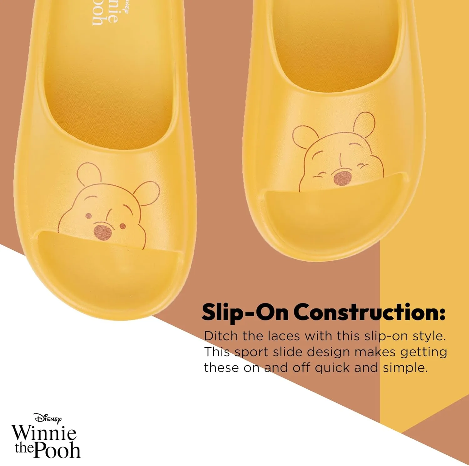 Disney Ladies Winnie The Pooh Slides - Ladies Classic Winnie The Pooh Comfort Foam Slide Sandals Winnie The Pooh Slip On Slides