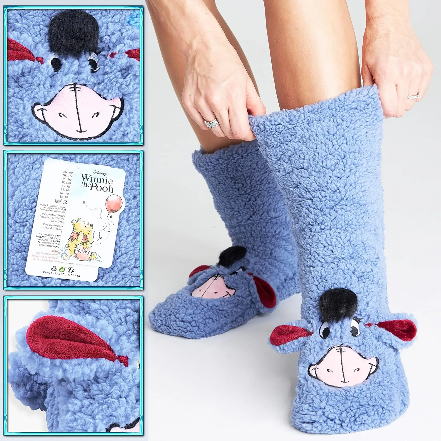 Disney Stitch Fluffy Socks Women Super Soft Fleece Slipper Socks Minnie Mouse Baby Yoda Grip Socks Stitch Gifts
