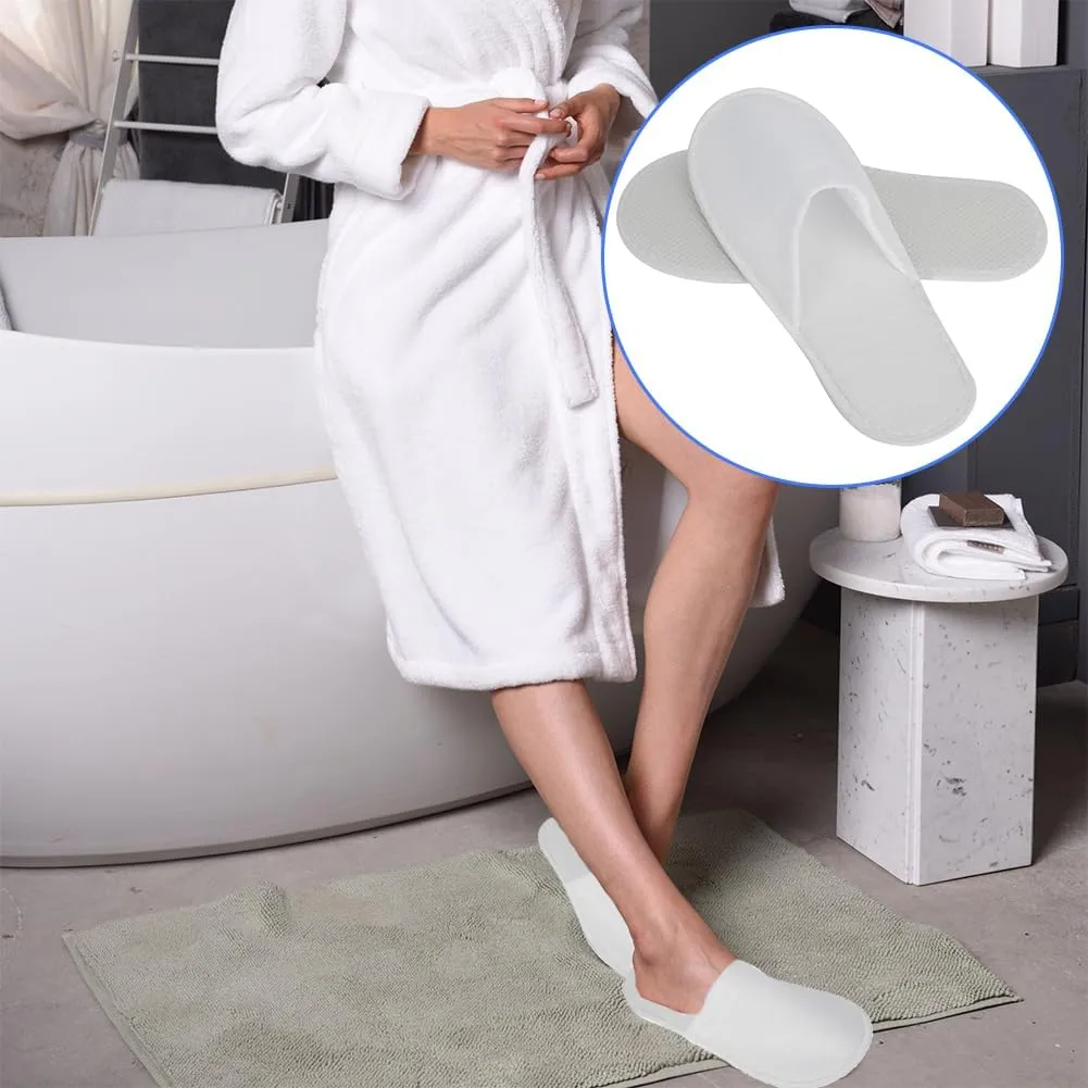 Disposable Slippers, Spa Slippers House Guest Slipper Bulk Breathable Comfortable Anti Slip Closed Top Unisex for Indoor Hotel Travel Party Wedding Supplies Home Shoes, 50 Pairs (Plush)