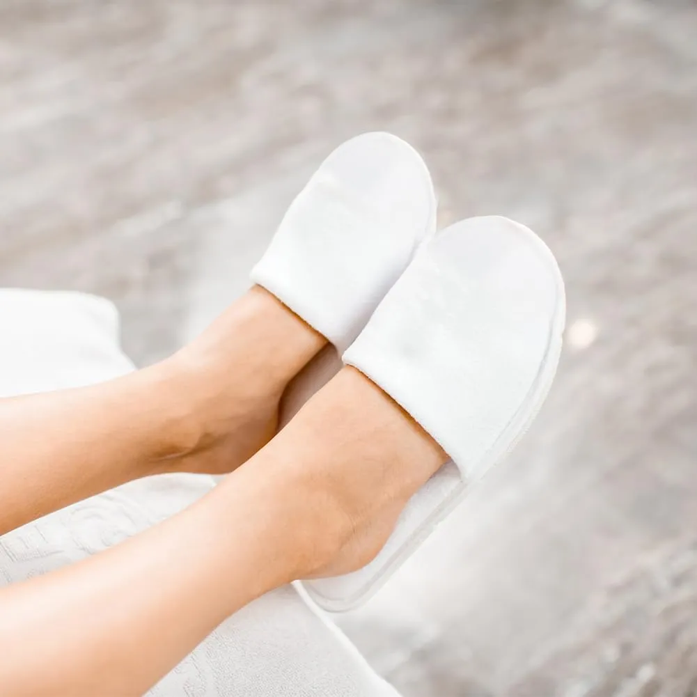 Disposable Slippers, Spa Slippers House Guest Slipper Bulk Breathable Comfortable Anti Slip Closed Top Unisex for Indoor Hotel Travel Party Wedding Supplies Home Shoes, 50 Pairs (Plush)