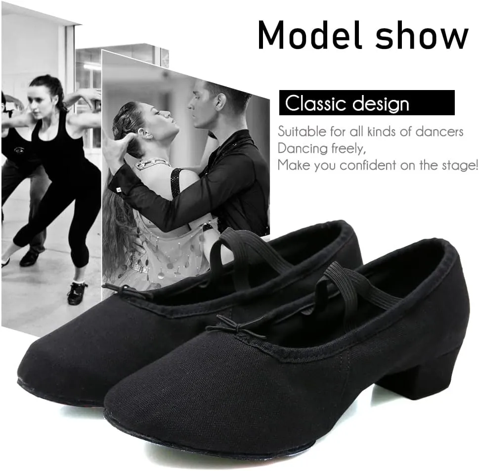 DKZSYIM Womens Latin Dance Shoes Close Toe Beginner Ballroom Dance Practice Shoes,Model 101