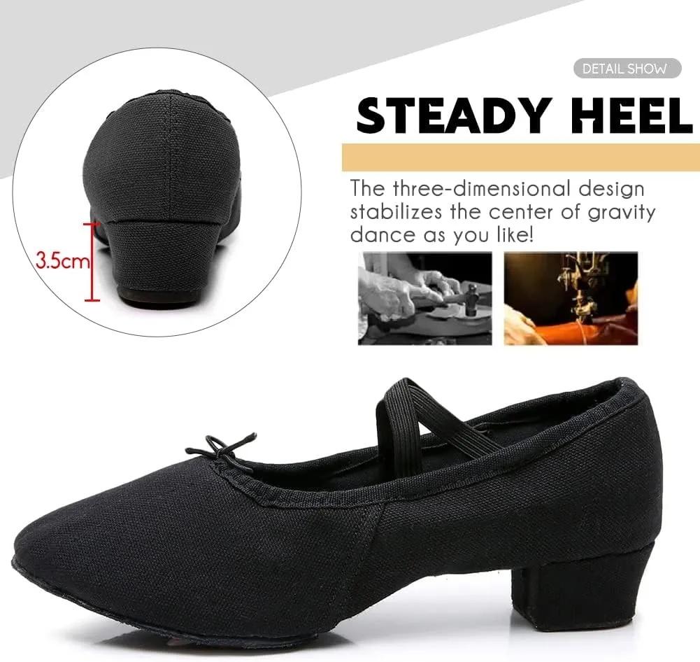 DKZSYIM Womens Latin Dance Shoes Close Toe Beginner Ballroom Dance Practice Shoes,Model 101