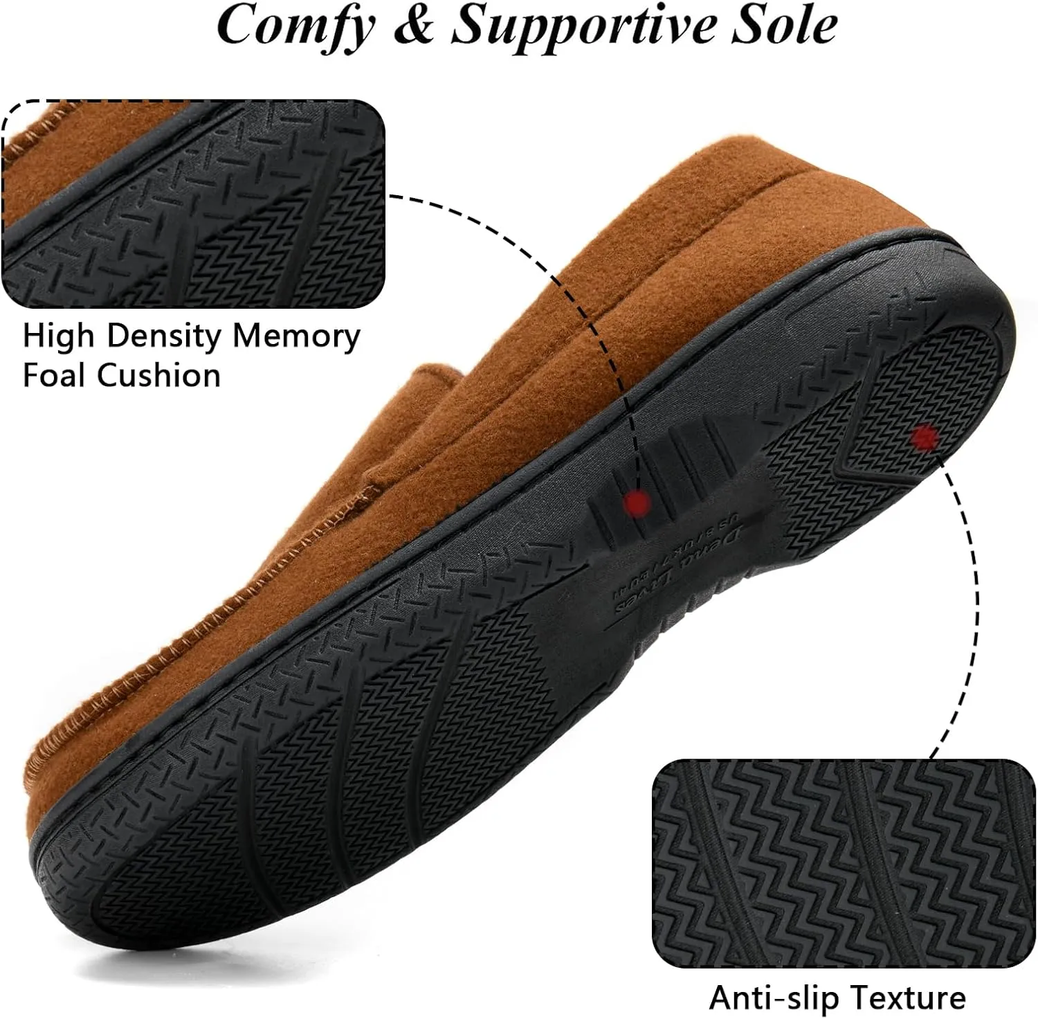 DL Men's Memory Foam Moccasin Slippers Breathable Moccasin Slippers Micro Wool House Shoes Anti-Slip Sole Indoor Outdoor