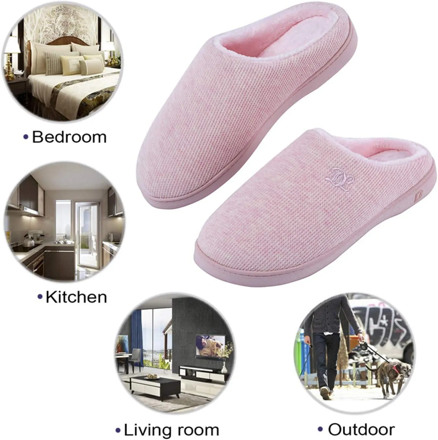 DL Womens Memory Foam Slippers, Cozy Slip on House Slippers for Women Indoor Outdoor, Comfy Women's Bedroom Slippers Warm Soft Flannel Lining Home Slippers Size 5-12 Purple Blue Pink Grey Navy Black