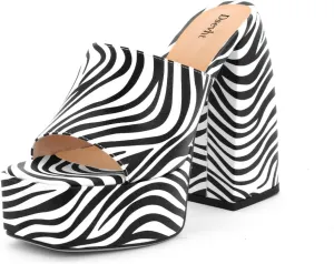 Dsevht Chunky Platform Sandals for Women,Slip On Square Toe Platform Mules with High Heel