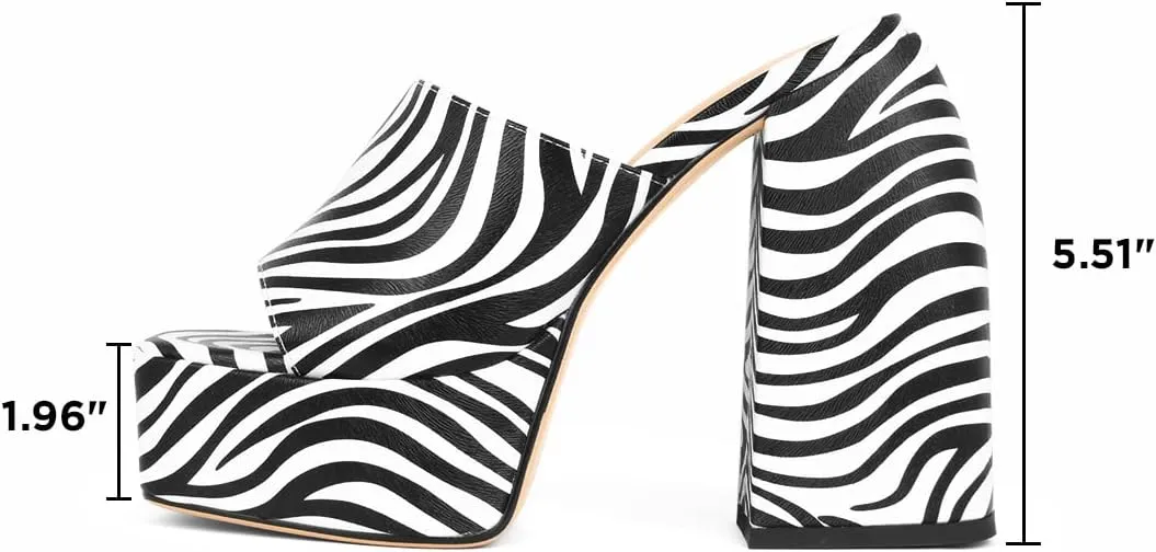 Dsevht Chunky Platform Sandals for Women,Slip On Square Toe Platform Mules with High Heel