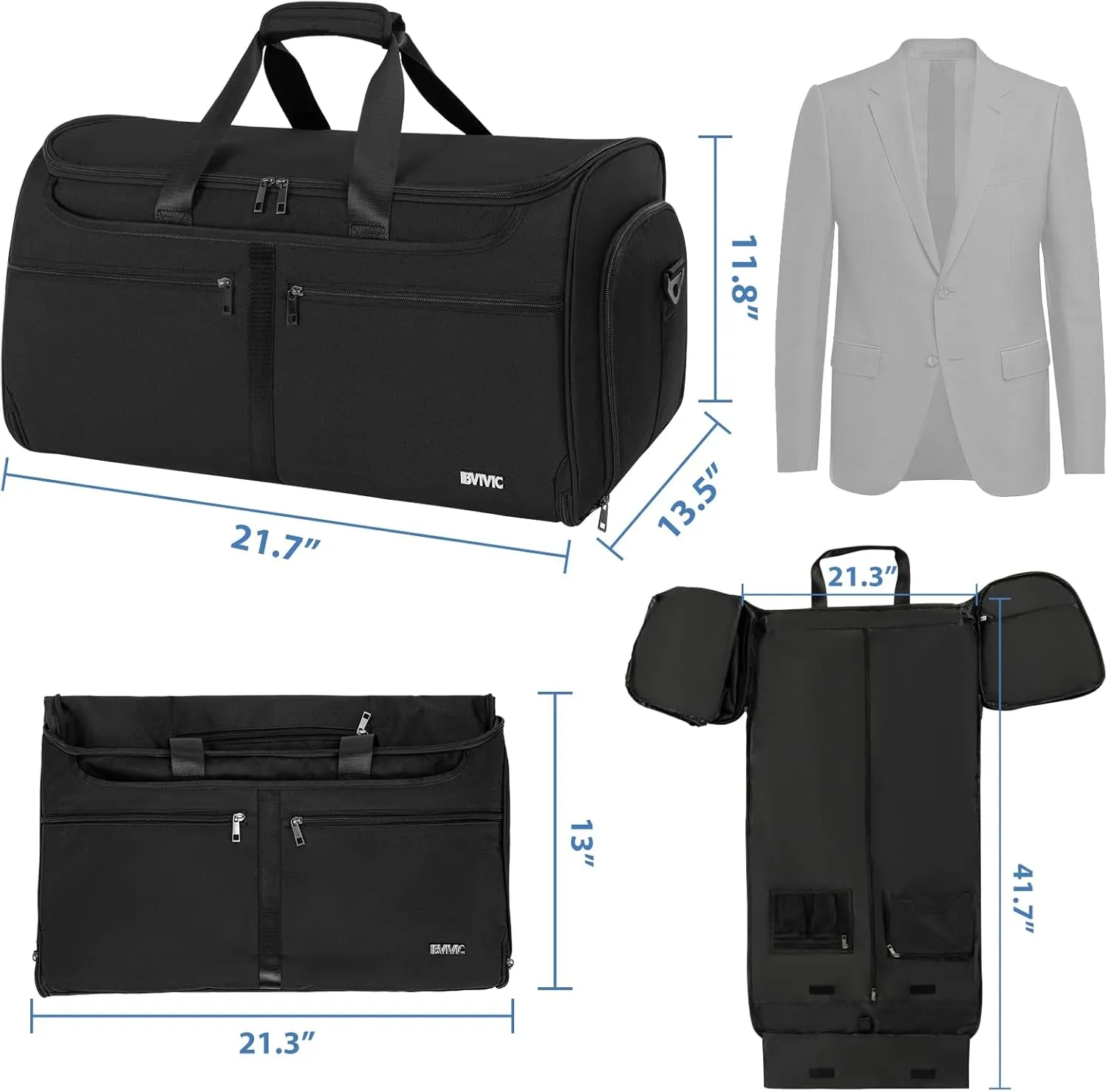 Duffle Garment Bag For Travel Convertible Garment Bag With Shoe Compartment, Detechable Shoulder Strap Carry On Duffel Bag For Men Women