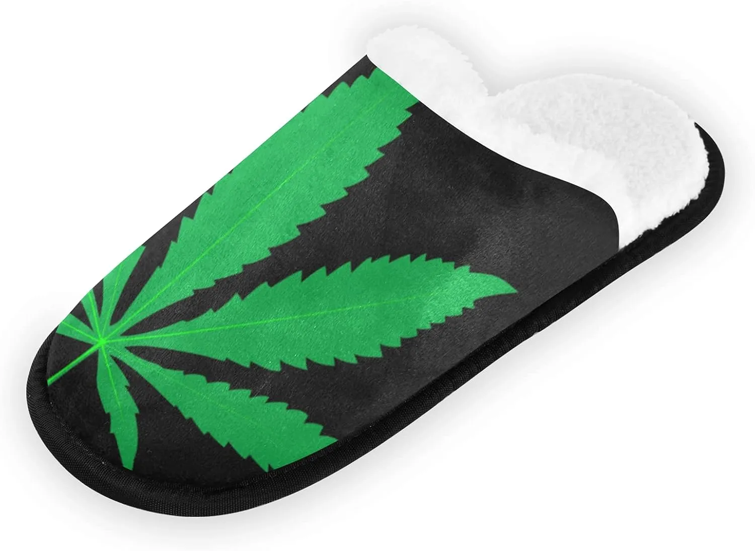 Dussdil Marijuana Leaf House Slippers Gren Leaves Home Spa Slippers Memory Foam Closed Toe Slipper Non Slip for Hotel Bedroom Travel Shoes Women Men M