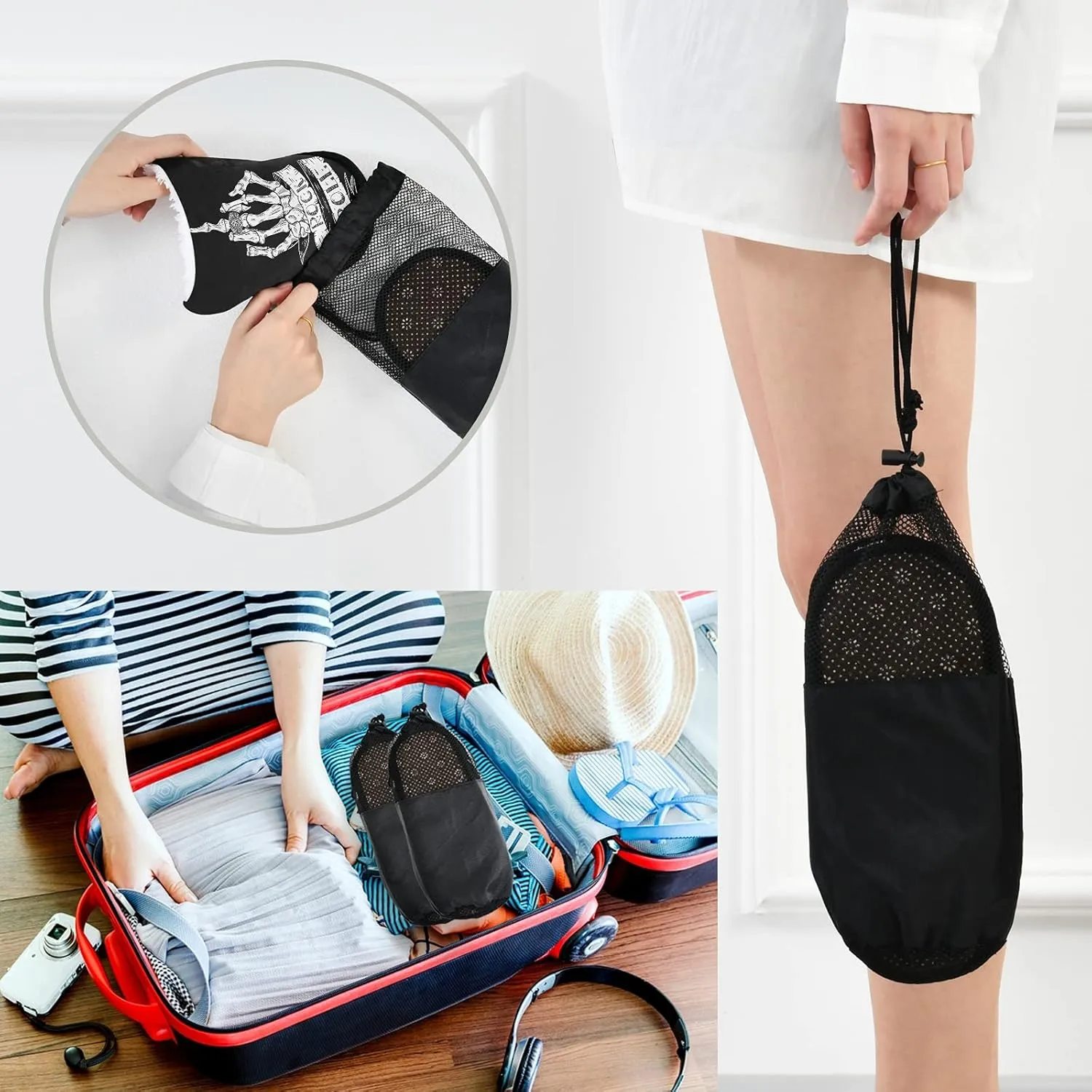 Dussdil Skull Rock Roll Ring House Slippers Halloween Skeleton Hand Home Spa Slippers Memory Foam Closed Toe Slipper Non Slip for Hotel Bedroom Travel Shoes Women Men M