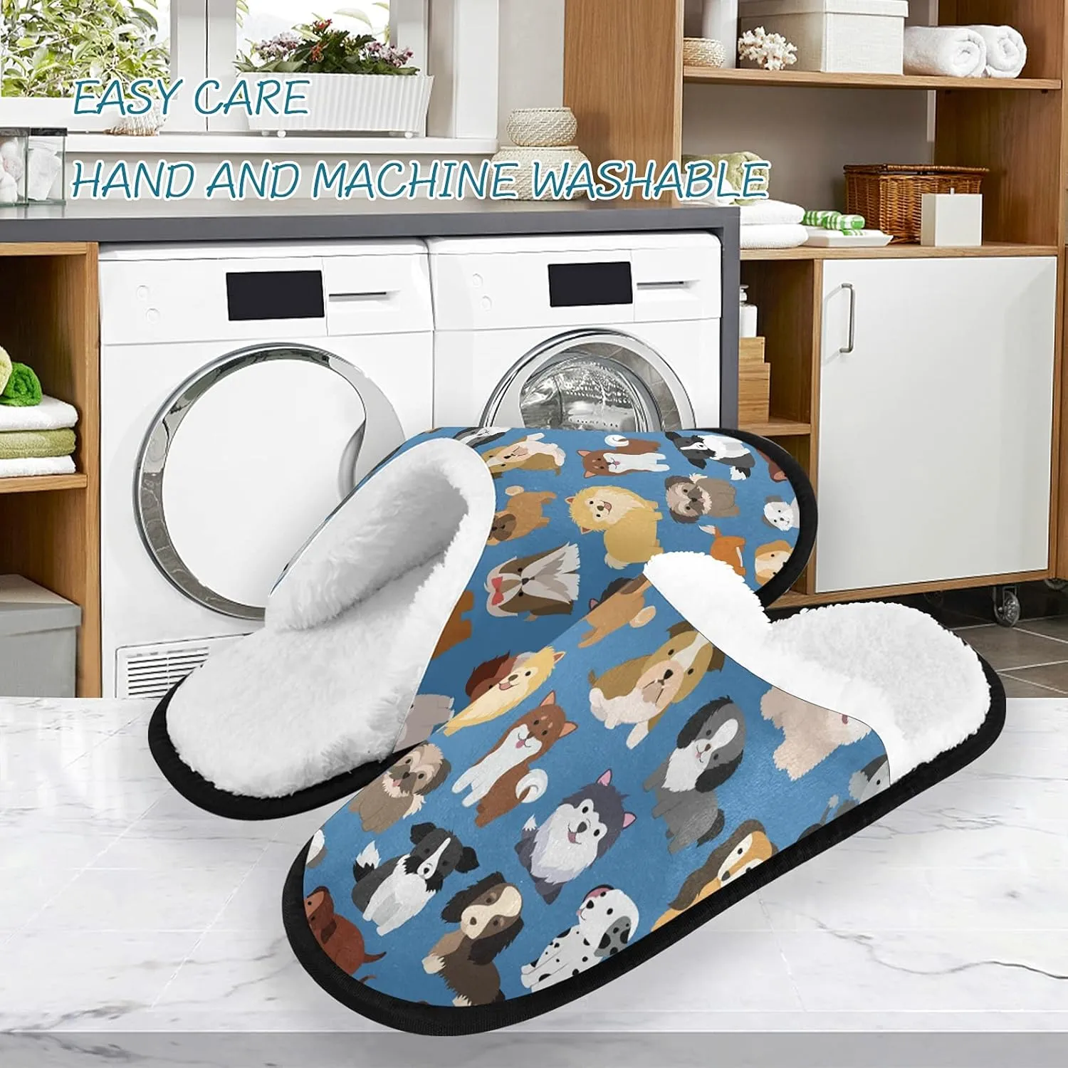 Dussdil Winter Spa Slippers Home House Slippers for Women Men Travel Slipper Soft Memory Foam Slipper Non Slip for Hotel Bedroom Shoes Slippers