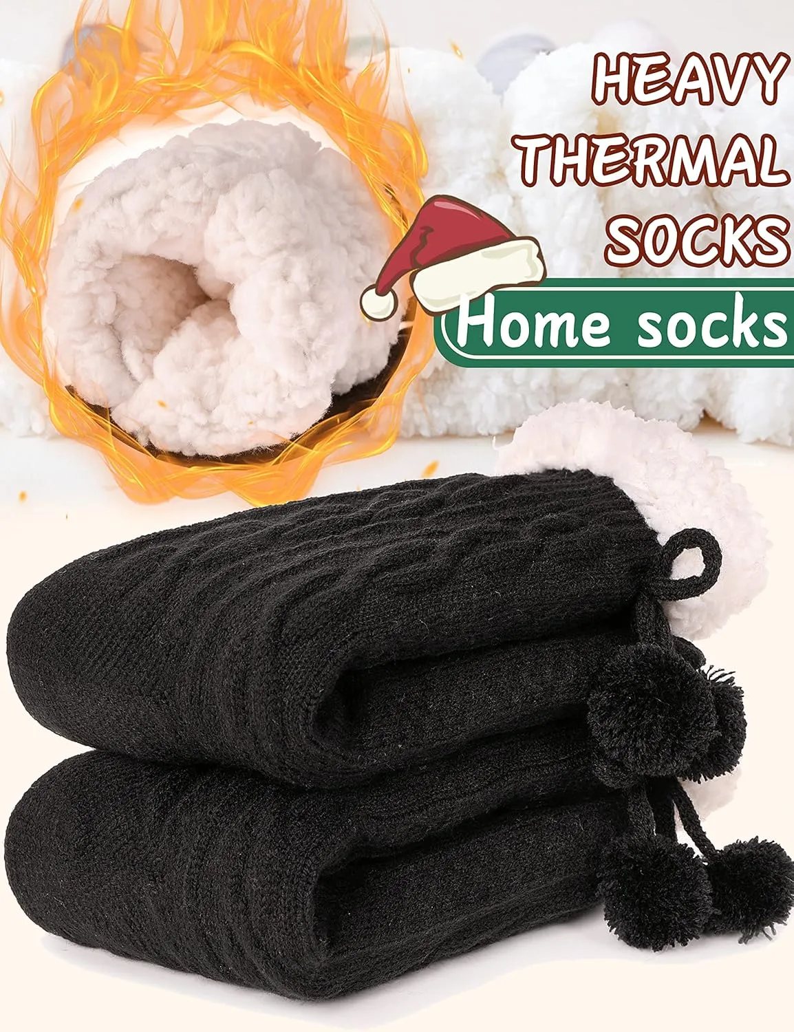 EBMORE Slipper Fuzzy Socks for Women Fluffy Cozy Cabin Winter Warm Soft Fleece Comfy Thick Socks with Grips